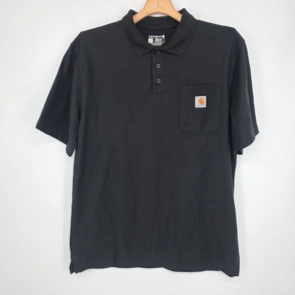 Carhartt Mens Loose Fit Short Sleeve Pocket Polo Shirt Black K570 BLK Large Tall